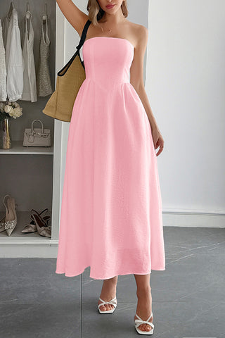 Strapless Midi Casual Dress