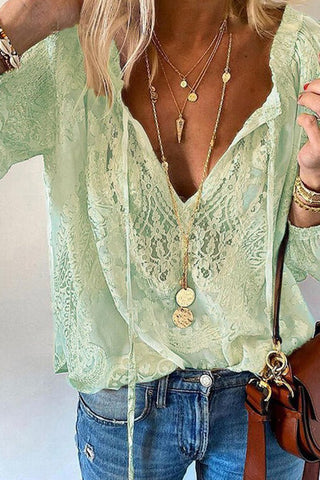 Elegant Lace V-Neck Blouse
