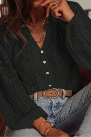 Lace Knit Button-Up Top