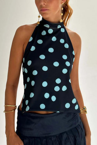 Polka Dot High Neck Tank Top