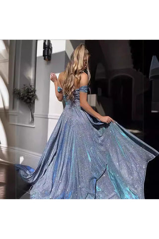 Off-Shoulder Evening Gown with Flare