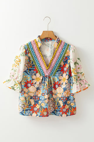 Floral Print V-Neck Blouse