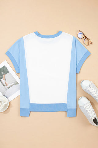 Star Patched Colorblock T Shirt