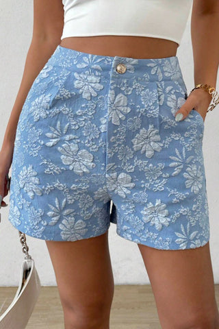 Floral Print High Waist Shorts