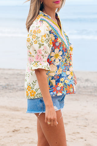 Floral Print V-Neck Blouse