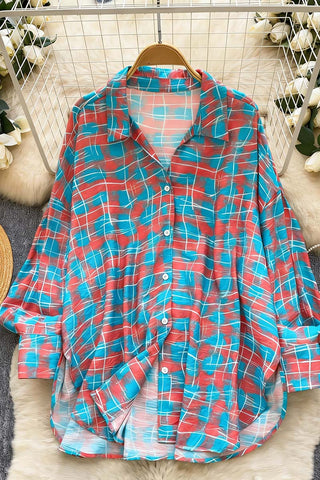Button-Down Patterned Blouse