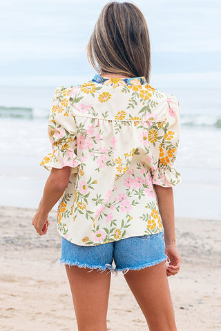 Floral Print V-Neck Blouse