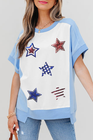 Star Patched Colorblock T Shirt