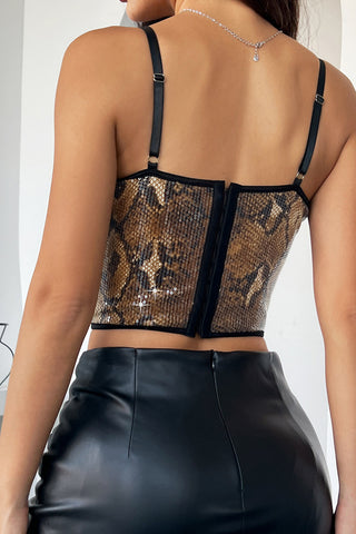 Sequin-Embellished Zebra Print Camisole