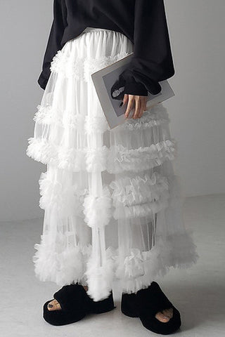 Layered Ruffle Maxi Skirt