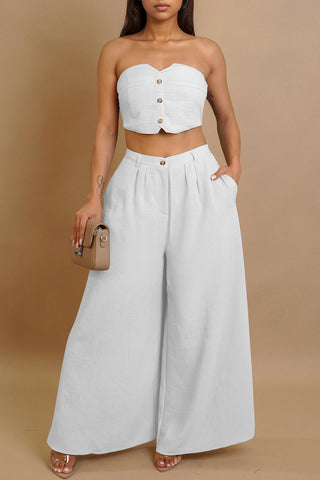 Strapless Wide-Leg Pant Set