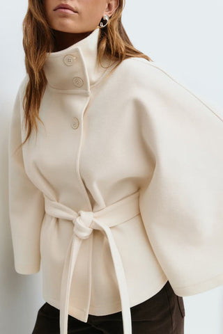 Belted High-Collar Cape