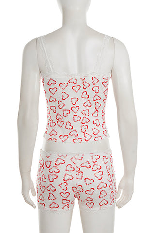 Heart Print Tank and Short Set