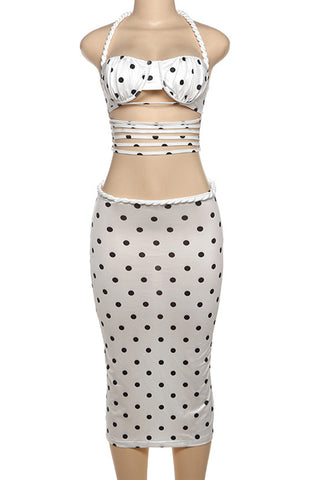Polka Dot Halter Skirt Set