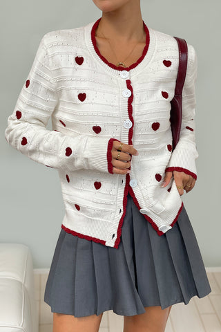 Heart Pattern Button Cardigan