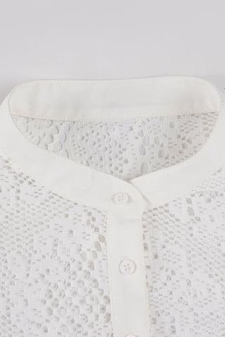 Lace Button-Front Long Sleeve Top