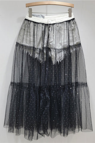 Layered Skirt with Sheer Overlay