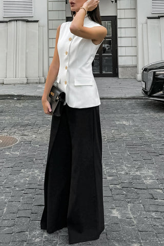 Button-Front Sleeveless Top