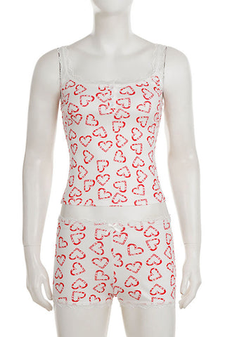 Heart Print Tank and Short Set