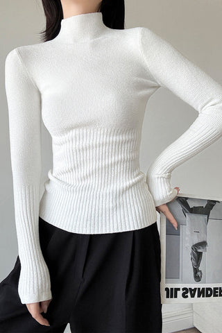 Turtleneck Long-Sleeve Knit Top