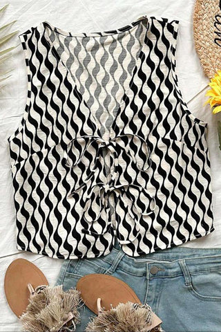 Tie-Front Leopard Vest