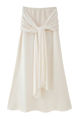 Ruched Crop Top and Draped Skirt Set