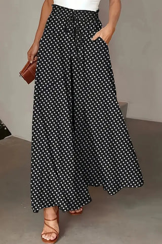 Polka Dot Wide-Leg Casual Pants