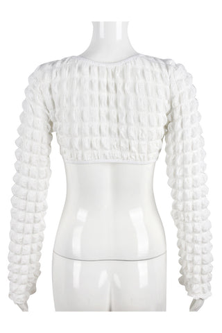 Textured Long Sleeve Crop Top