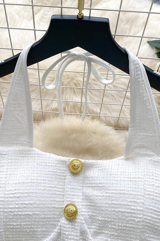 Button-Front Peplum Tank Top