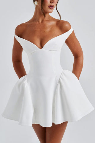 Off-Shoulder Evening Mini Dress