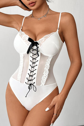 Lace-Up Ruffle Bodysuit
