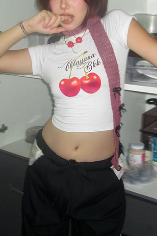 Graphic Cherry Crop T-Shirt
