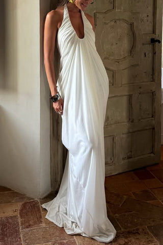 Halter Dress with Draped Detail