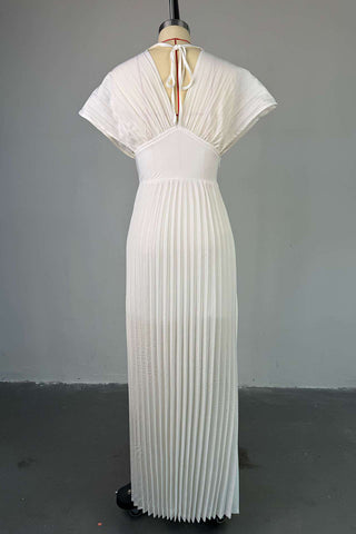 Pleated Dress with Waist Cutout