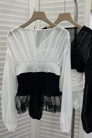 Button-Front Layered Blouse
