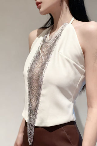 Draped Front Halter Tank