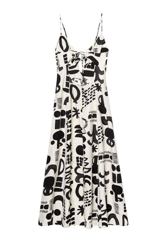 Abstract Print Sundress with Cutout Detail