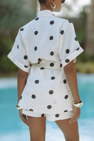 Polka Dot Wrap Shorts Set