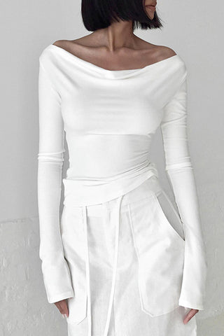 Off-Shoulder Fitted Long Sleeve Top