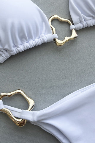 Chic Two-Piece Bikini Set with Gold Accents