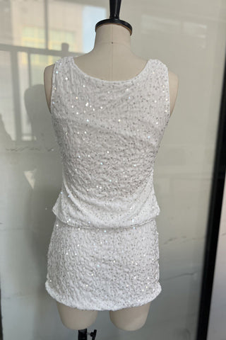 Sequined Sleeveless Mini Casual Set