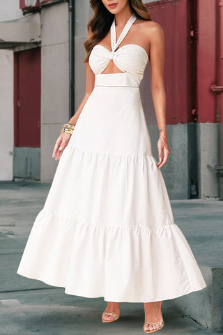 Halter Cutout Tiered Maxi Dress