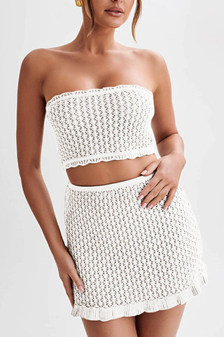 Strapless Ruffle Hem Skirt Set