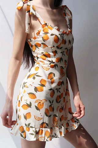 Fruity Print Tie Strap Sundress