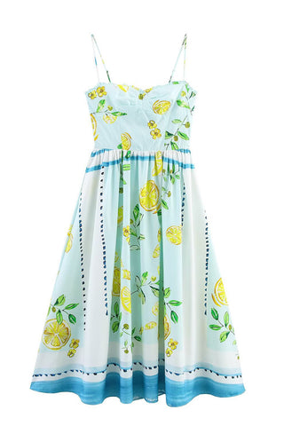 Lemon Print Sundress with Spaghetti Straps