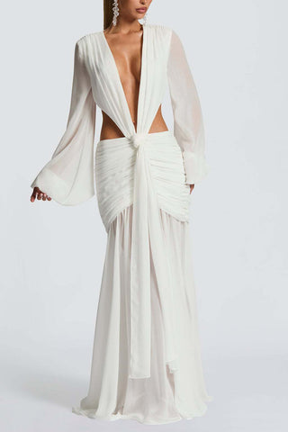 Draped Cutout Casual Maxi Dress