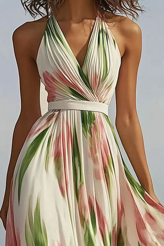 Halter Neck Floral Maxi Dress