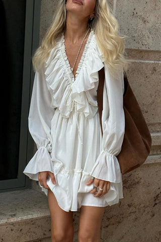 Ruffle-Trim Casual Dress