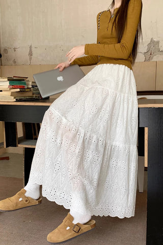 Tiered Midi Casual Skirt