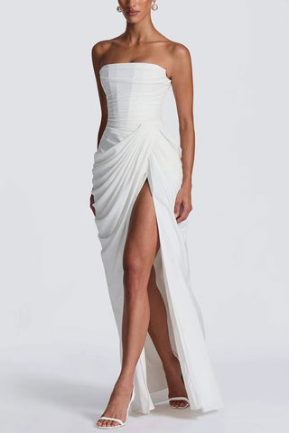 Strapless Evening Gown with Side Slit